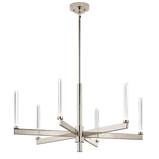 Kichler Sycara 36.25 Inch 6 Light LED Chandelier with Faceted Crystal in Polished Nickel