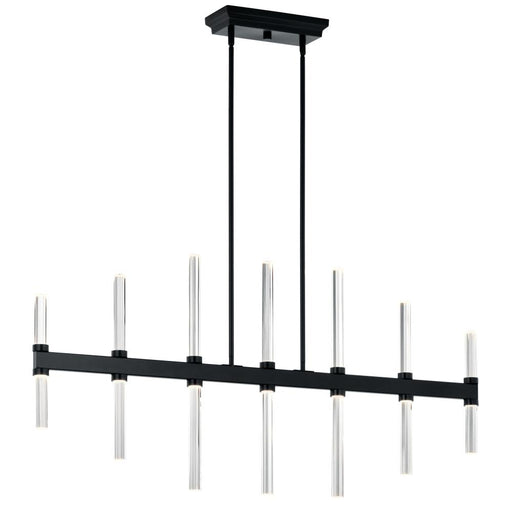 Kichler Sycara 48.25 Inch 14 Light LED Linear Chandelier with Faceted Crystal in Black