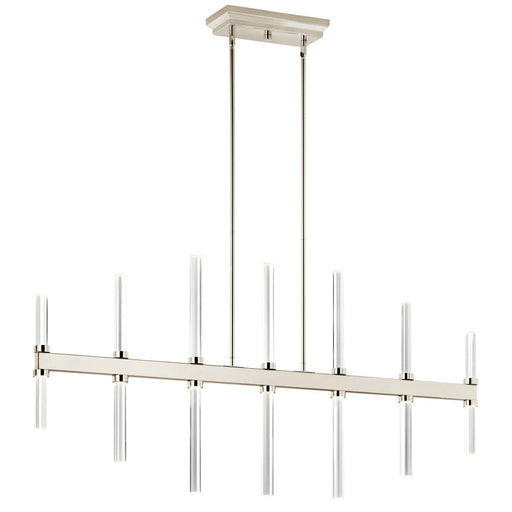 Kichler Sycara 48.25 Inch 14 Light LED Linear Chandelier with Faceted Crystal in Polished Nickel