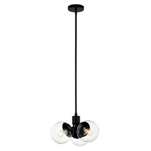Kichler Silvarious 16.5 Inch 3 Light Convertible Pendant with Clear Glass in Black