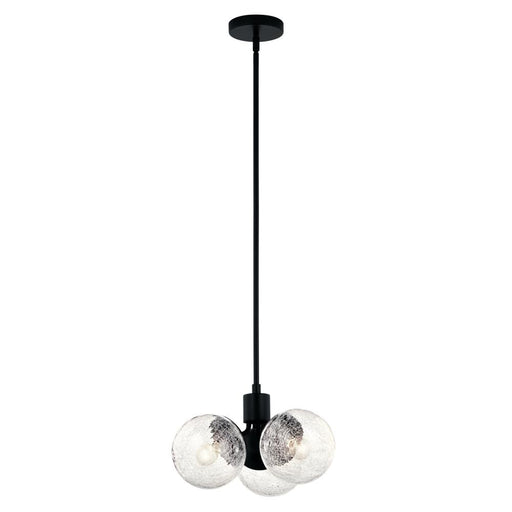 Kichler Silvarious 16.5 Inch 3 Light Convertible Pendant with Clear Crackled Glass in Black
