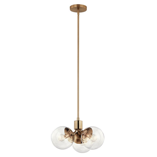 Kichler Silvarious 16.5 Inch 3 Light Convertible Pendant with Clear Glass in Champagne Bronze