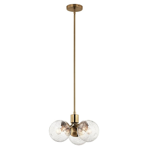 Kichler Silvarious 16.5 Inch 3 Light Convertible Pendant with Clear Crackled Glass in Champagne Bronze