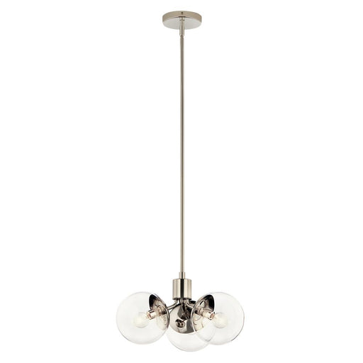 Kichler Silvarious 16.5 Inch 3 Light Convertible Pendant with Clear Glass in Polished Nickel