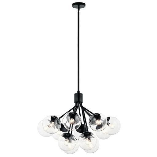 Kichler Silvarious 30 Inch 12 Light Convertible Chandelier with Clear Glass in Black