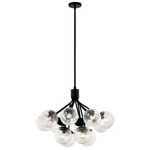 Kichler Silvarious 30 Inch 12 Light Convertible Chandelier with Clear Crackled Glass in Black