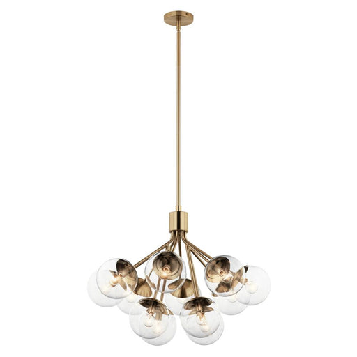 Kichler Silvarious 30 Inch 12 Light Convertible Chandelier with Clear Glass in Champagne Bronze