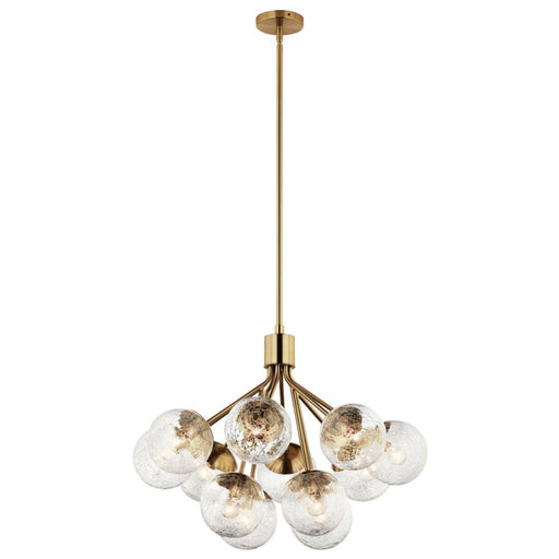 Kichler Silvarious 30 Inch 12 Light Convertible Chandelier with Clear Crackled Glass in Champagne Bronze