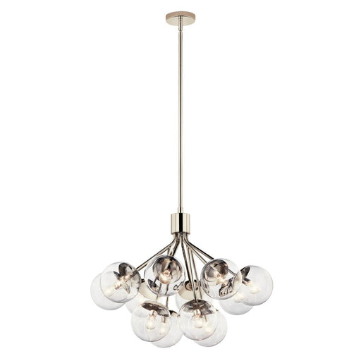 Kichler Silvarious 30 Inch 12 Light Convertible Chandelier with Clear Glass in Polished Nickel