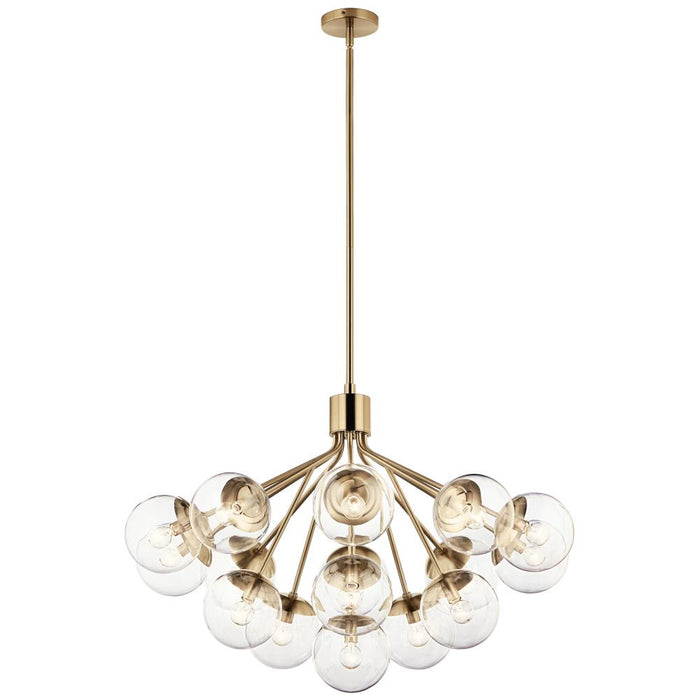 Kichler Silvarious 38 Inch 16 Light Convertible Chandelier with Clear Glass in Champagne Bronze