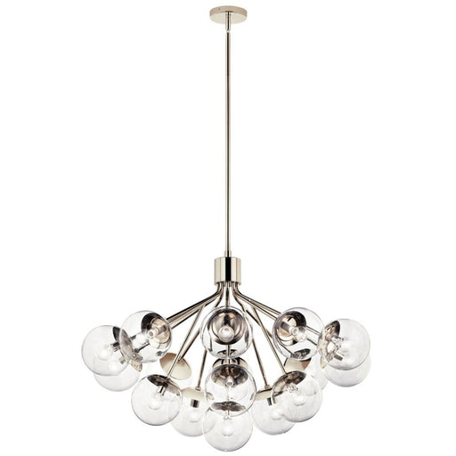 Kichler Silvarious 38 Inch 16 Light Convertible Chandelier with Clear Glass in Polished Nickel