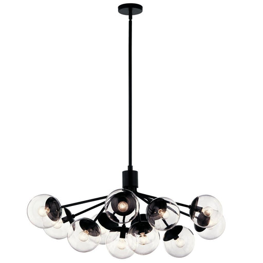 Kichler Silvarious 48 Inch 12 Light Linear Convertible Chandelier with Clear Glass in Black