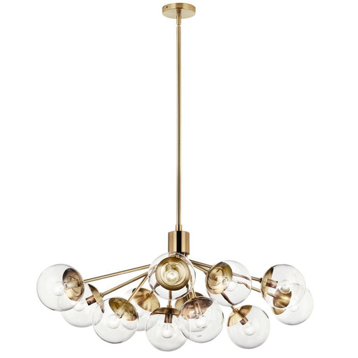 Kichler Silvarious 48 Inch 12 Light Linear Convertible Chandelier with Clear Glass in Champagne Bronze
