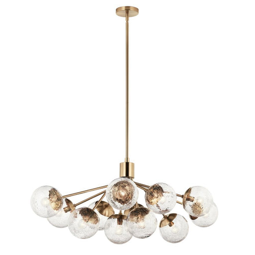 Kichler Silvarious 48 Inch 12 LT Linear Convertible Chandelier with Clear Crackled Glass in Champagne Bronze