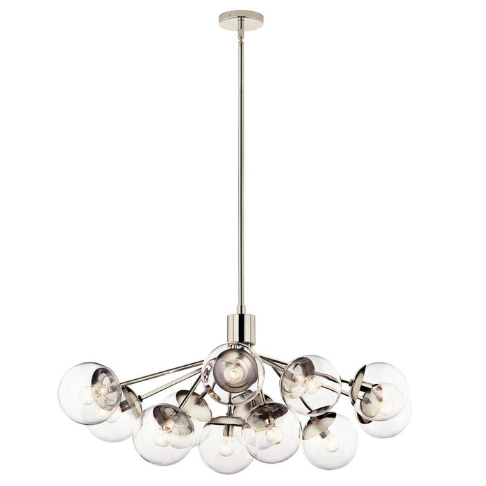 Kichler Silvarious 48 Inch 12 Light Linear Convertible Chandelier with Clear Glass in Polished Nickel