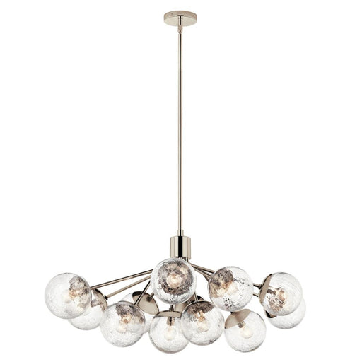 Kichler Silvarious 48 Inch 12 LT Linear Convertible Chandelier with Clear Crackled Glass in Polished Nickel
