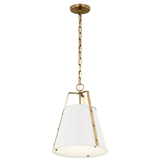 Kichler Etcher 13 Inch 1 LT Pendant with Etched Painted White Glass Diffuser in White and Champagne Bronze