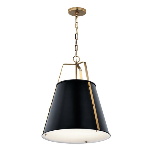Kichler Etcher 18 Inch 2 LT Pendant with Etched Painted White Glass Diffuser in Black and Champagne Bronze
