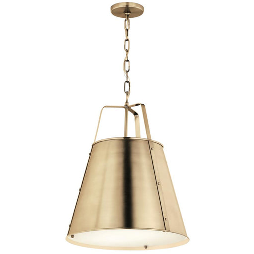 Kichler Etcher 18 Inch 2 Light Pendant with Etched Painted White Glass Diffuser in Champagne Bronze