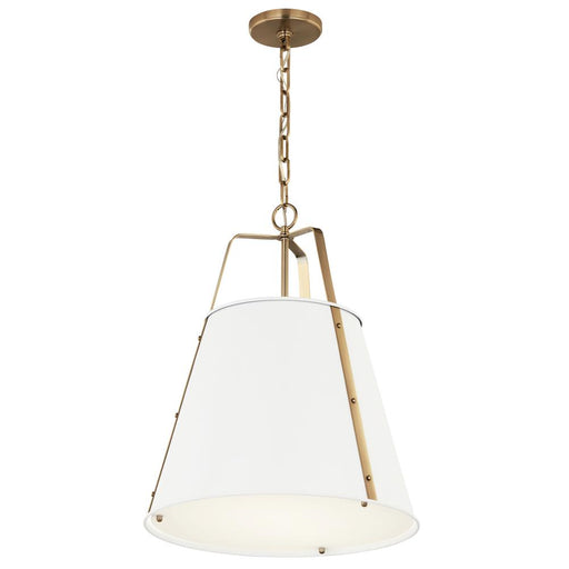 Kichler Etcher 18 Inch 2 LT Pendant with Etched Painted White Glass Diffuser in White and Champagne Bronze