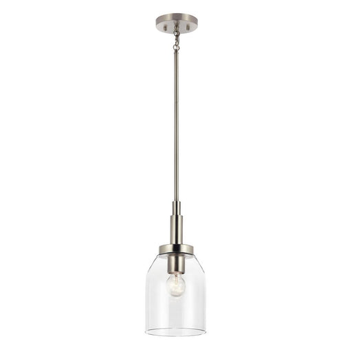 Kichler Madden 15 Inch 1 Light Mini Pendant with Clear Glass in Brushed Nickel