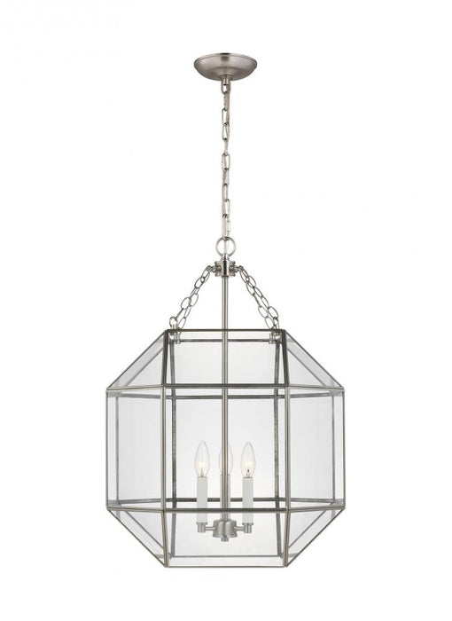 Visual Comfort & Co. Studio Collection Morrison modern 3-light indoor dimmable medium ceiling pendant hanging chandelier light in brushed n