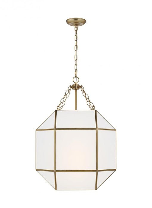 Visual Comfort & Co. Studio Collection Morrison modern 3-light indoor dimmable medium ceiling pendant hanging chandelier light in satin bra