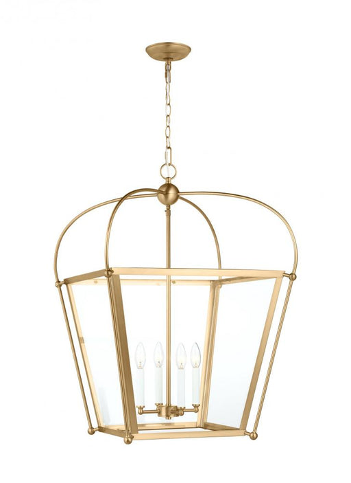 Visual Comfort & Co. Studio Collection Charleston transitional 4-light indoor dimmable ceiling pendant hanging chandelier light in satin br