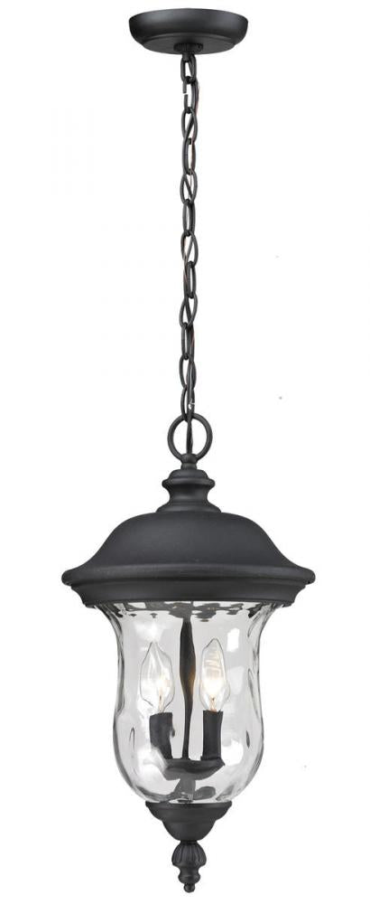 2 Light Outdoor Chain Mount Ceiling Fixture | 533CHM-BK