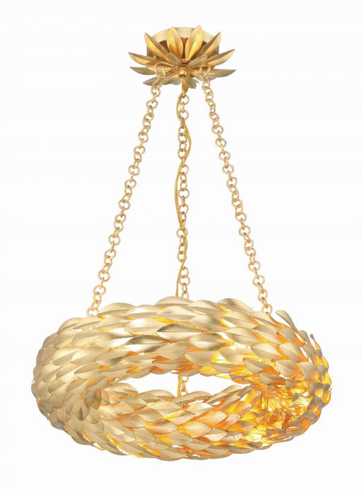 Crystorama Broche 6 Light Antique Gold Chandelier