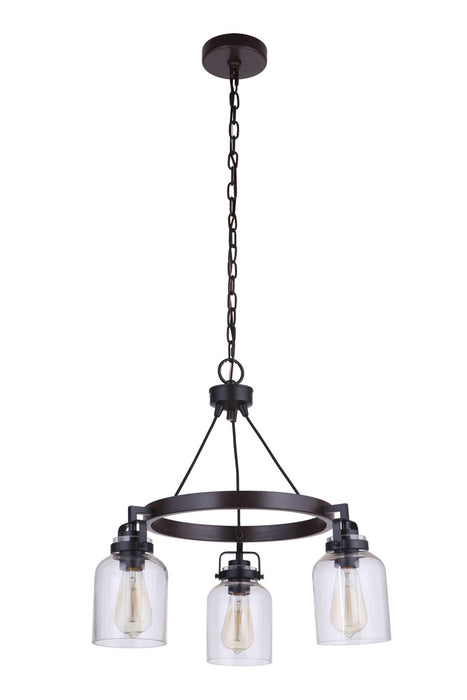 Craftmade Foxwood 3 Light Chandelier in Flat Black/Dark Teak