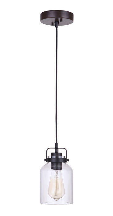 Craftmade Foxwood 1 Light Mini Pendant in Flat Black/Dark Teak