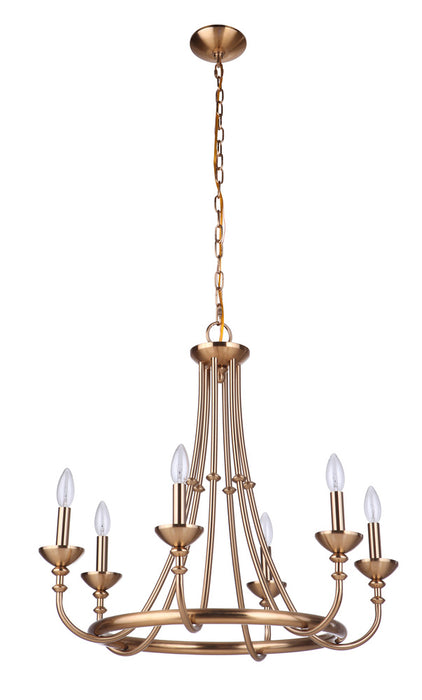 Craftmade Marlowe 6 Light Chandelier in Satin Brass