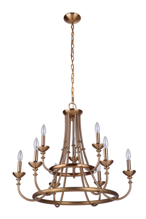 Craftmade Marlowe 9 Light Chandelier in Satin Brass