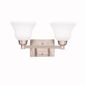Kichler Langford 17.5" 2 Light Vanity Light with Satin Etched White Glass in Brushed Nickel