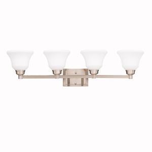 Kichler Langford 35" 4 Light Vanity Light with Satin Etched White Glass in Olde BronzeÂ®