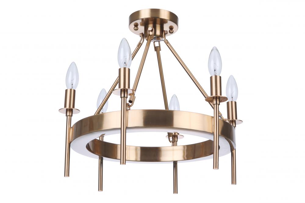 Craftmade Larrson 6 Light Semi Flush in Satin Brass