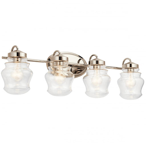 Kichler Janiel 33.25" 4 Light Vanity Light with Clear Glass in Polished Nickel