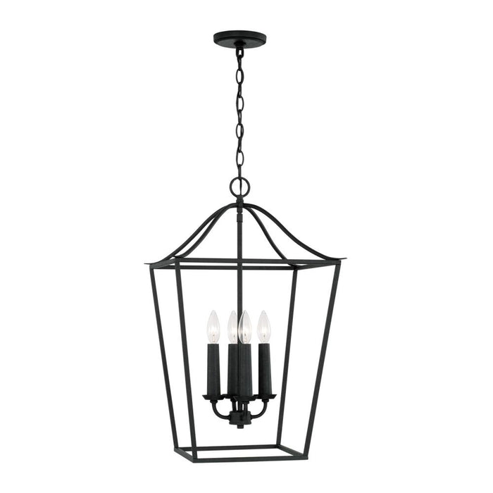 4-light Foyer Pendant Lantern In Black Iron | 550641BI