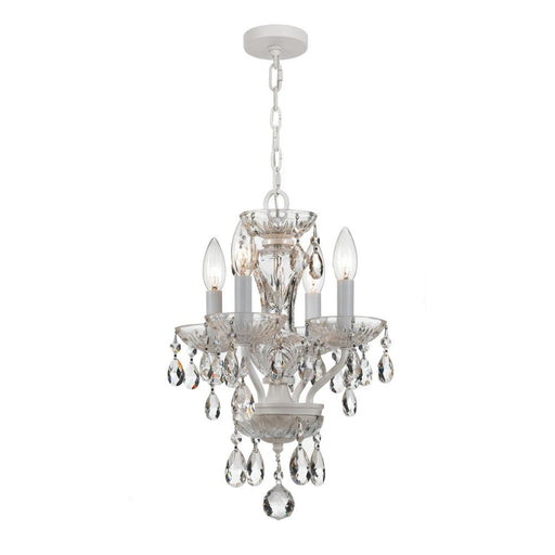 Crystorama Traditional Crystal 4 Light Clear Italian Crystal Wet White Mini Chandelier