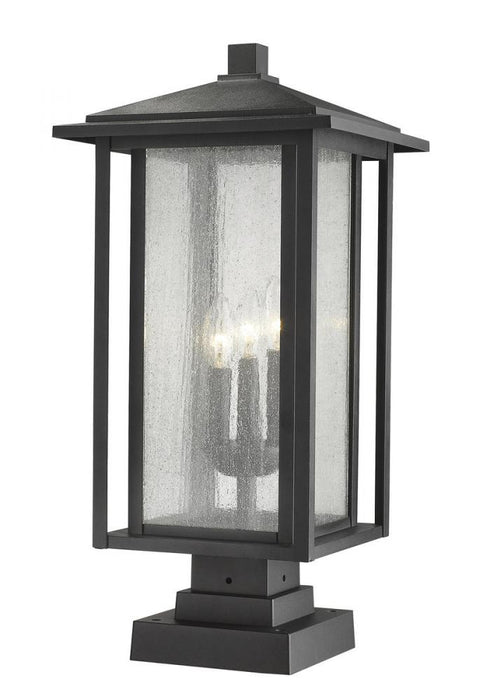 3 Light Outdoor Pier Mounted Fixture | 554PHXLS-SQPM-BK