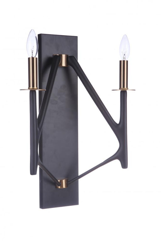 Craftmade The Reserve 2 Light Wall Sconce in Flat Black/Satin Brass