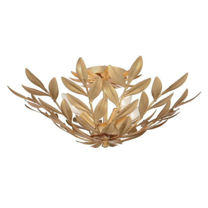 Crystorama Broche 4 Light Antique Gold Semi Flush Mount