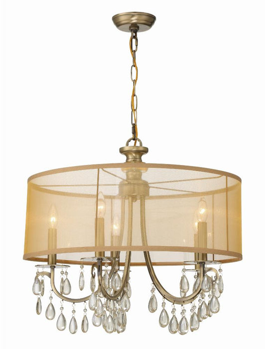 Hampton 5 Light Drum Shade Antique Brass Chandelier | 5625-AB