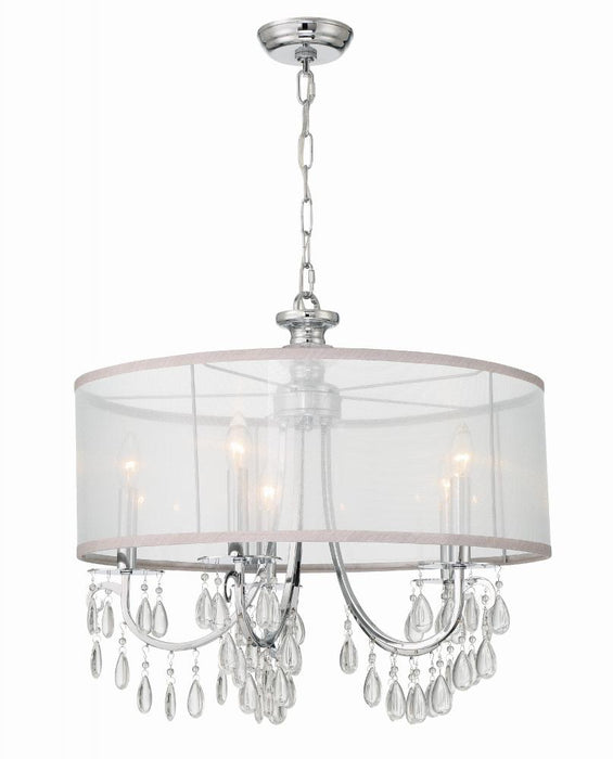 Crystorama Hampton 5 Light Drum Shade Polished Chrome Chandelier