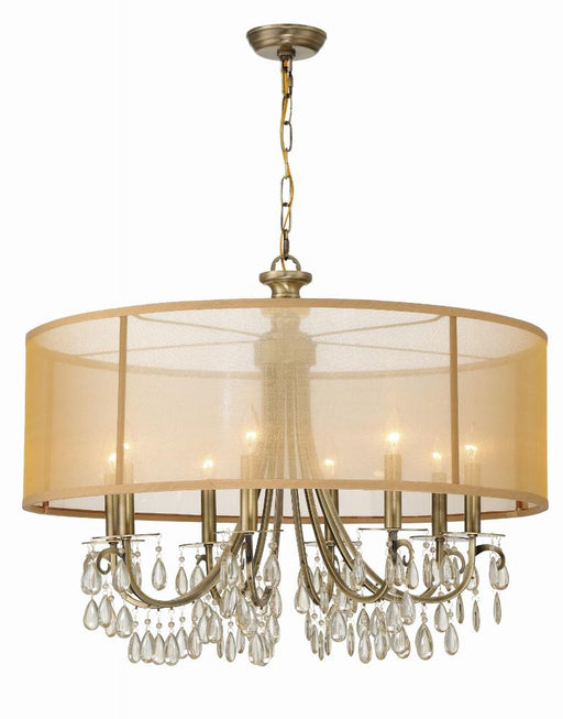 Crystorama Hampton 8 Light Drum Shade Antique Brass Chandelier