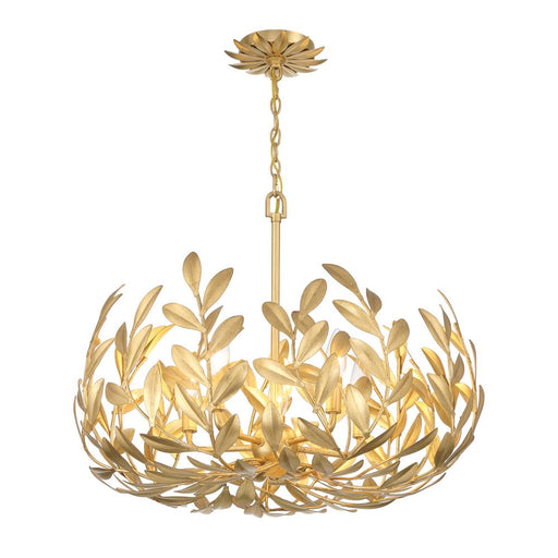 Crystorama Broche 5 Light Antique Gold Chandelier