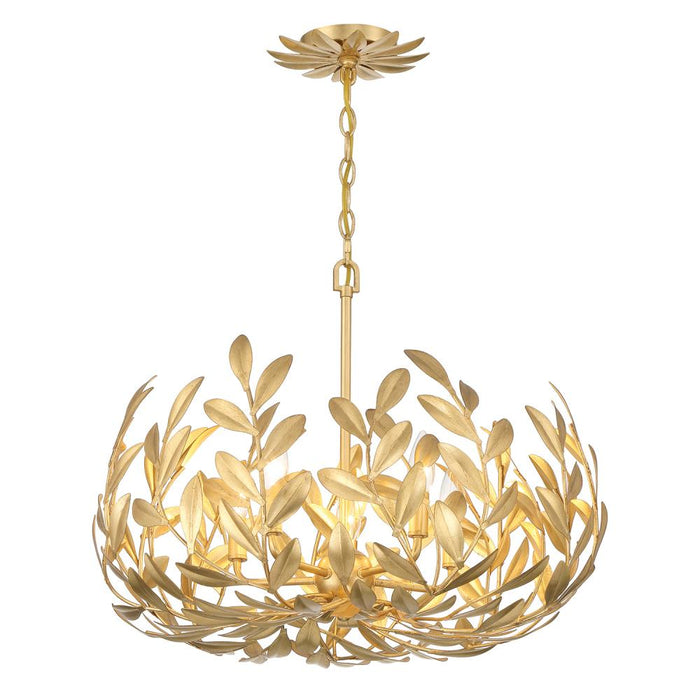 Crystorama Broche 5 Light Antique Gold Chandelier