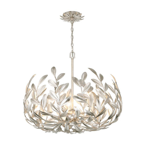 Crystorama Broche 5 Light Antique Silver Chandelier