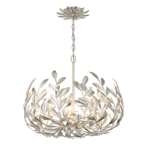 Crystorama Broche 5 Light Antique Silver Chandelier